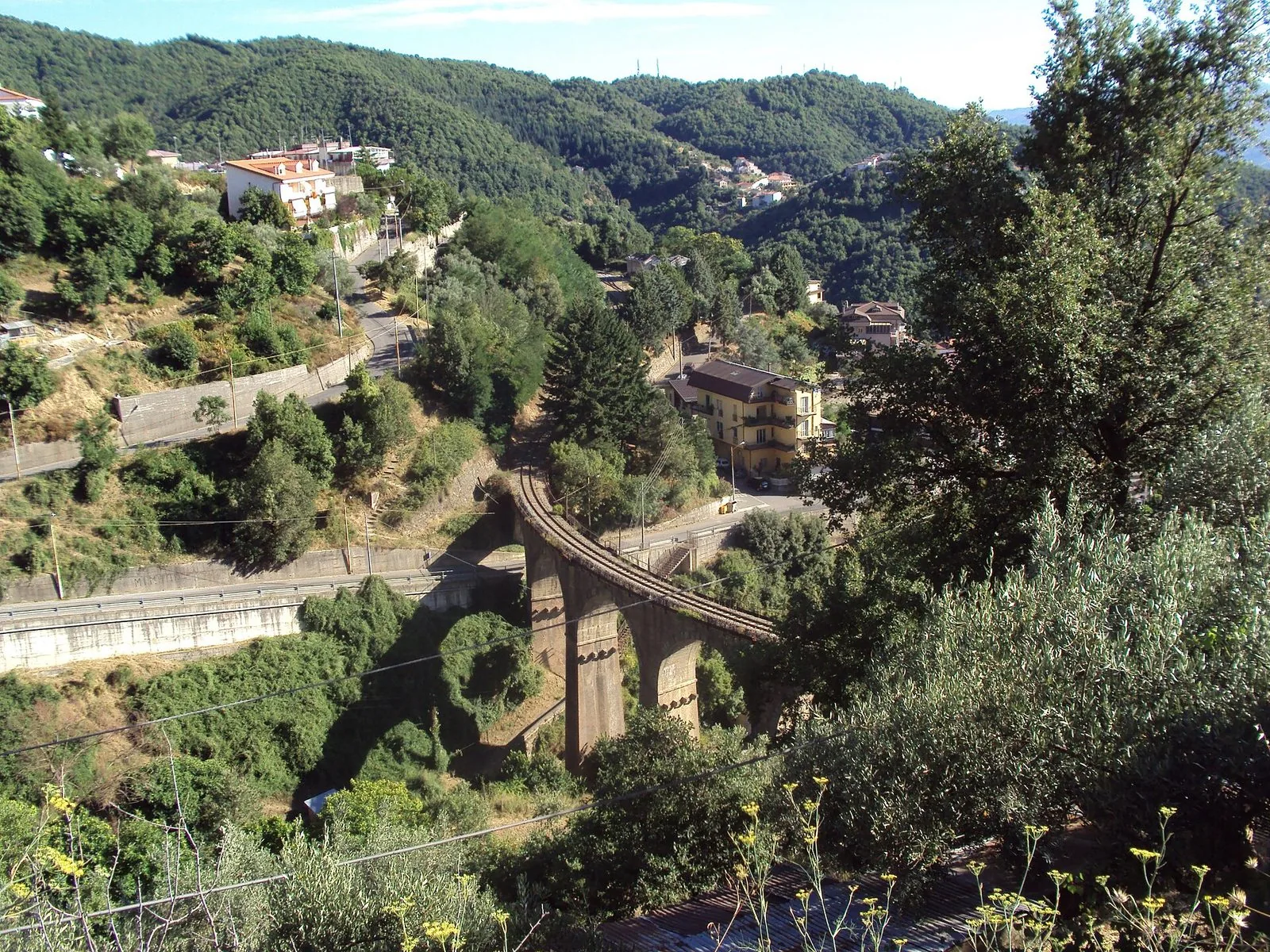 San Pietro in Guarano tra i boschi della Presila, con il viadotto ferroviario